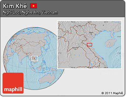 Gray Location Map of Kim Khê, hill shading
