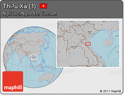 Gray Location Map of Thiều Xá (1), hill shading