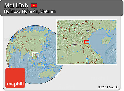 Savanna Style Location Map of Mai Lĩnh, hill shading