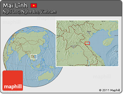 Savanna Style Location Map of Mai Lĩnh, hill shading
