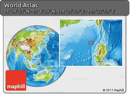 Physical Location Map of the Area around 18° 51' 53" N, 119° 4' 29" E