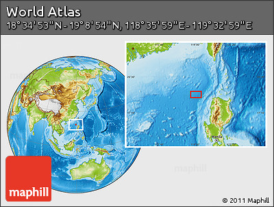 Physical Location Map of the Area around 18° 51' 53" N, 119° 4' 29" E