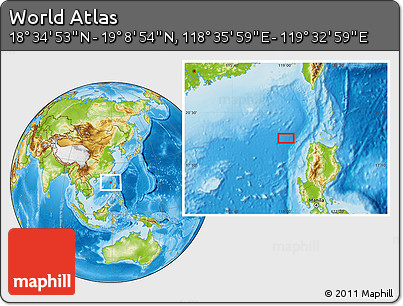 Physical Location Map of the Area around 18° 51' 53" N, 119° 4' 29" E