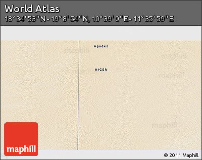 Satellite 3D Map of the Area around 18° 51' 53" N, 11° 7' 30" E