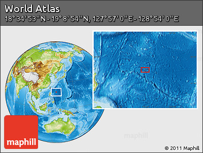 Physical Location Map of the Area around 18° 51' 53" N, 128° 25' 30" E