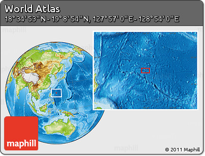 Physical Location Map of the Area around 18° 51' 53" N, 128° 25' 30" E
