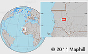 Gray Location Map of the area around 18° 51' 53" N, 13° 31' 30" W