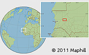 Savanna Style Location Map of the area around 18° 51' 53" N, 13° 31' 30" W