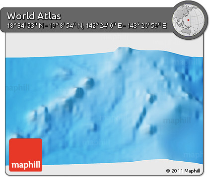 Physical 3D Map of the Area around 18° 51' 53" N, 142° 52' 30" E