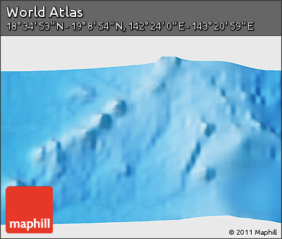 Physical 3D Map of the Area around 18° 51' 53" N, 142° 52' 30" E