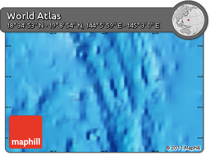 Shaded Relief Map of the Area around 18° 51' 53" N, 144° 34' 29" E