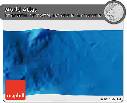 Physical 3D Map of the Area around 18° 51' 53" N, 147° 58' 29" E