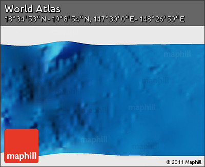Physical 3D Map of the Area around 18° 51' 53" N, 147° 58' 29" E