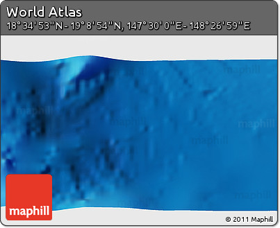 Physical 3D Map of the Area around 18° 51' 53" N, 147° 58' 29" E