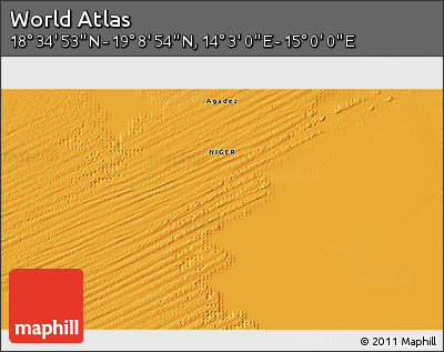 Political 3D Map of the Area around 18° 51' 53" N, 14° 31' 30" E