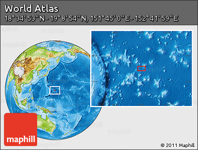 Physical Location Map of the Area around 18° 51' 53" N, 152° 13' 29" E