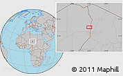 Gray Location Map of the area around 18° 51' 53" N, 15° 22' 30" E
