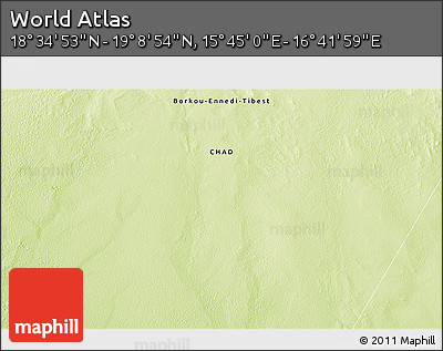 Physical 3D Map of the Area around 18° 51' 53" N, 16° 13' 30" E