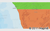 Political 3D Map of the area around 18° 51' 53" N, 16° 4' 29" W