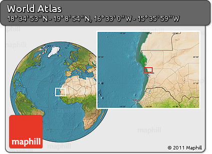 Satellite Location Map of the Area around 18° 51' 53" N, 16° 4' 29" W
