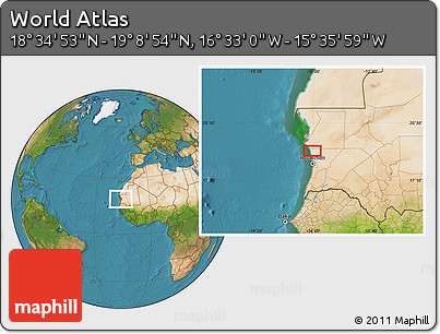 Satellite Location Map of the Area around 18° 51' 53" N, 16° 4' 29" W