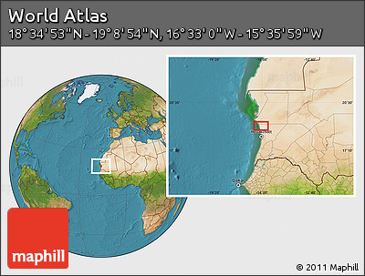 Satellite Location Map of the Area around 18° 51' 53" N, 16° 4' 29" W