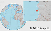 Gray Location Map of the area around 18° 51' 53" N, 16° 55' 29" W