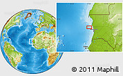 Physical Location Map of the area around 18° 51' 53" N, 16° 55' 29" W