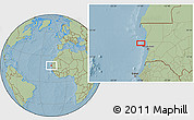 Savanna Style Location Map of the area around 18° 51' 53" N, 16° 55' 29" W, hill shading