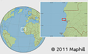 Savanna Style Location Map of the area around 18° 51' 53" N, 16° 55' 29" W