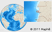 Shaded Relief Location Map of the area around 18° 51' 53" N, 16° 55' 29" W