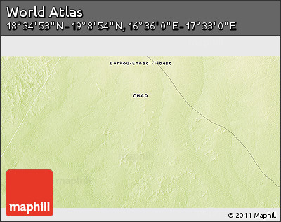 Physical 3D Map of the Area around 18° 51' 53" N, 17° 4' 30" E