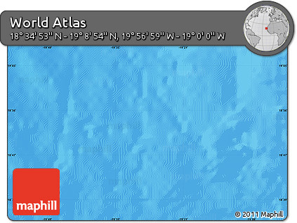 Shaded Relief Map of the Area around 18° 51' 53" N, 19° 28' 30" W