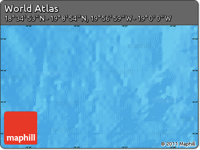 Shaded Relief Map of the Area around 18° 51' 53" N, 19° 28' 30" W