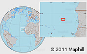 Gray Location Map of the area around 18° 51' 53" N, 20° 19' 30" W