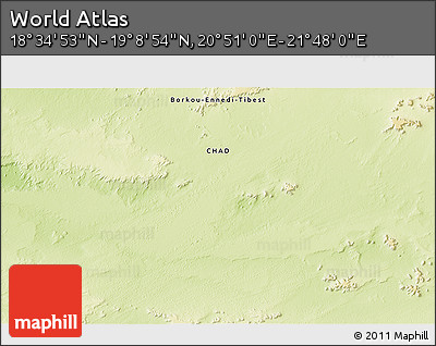 Physical 3D Map of the Area around 18° 51' 53" N, 21° 19' 30" E
