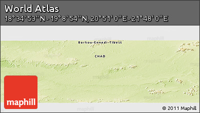 Physical Panoramic Map of the Area around 18° 51' 53" N, 21° 19' 30" E