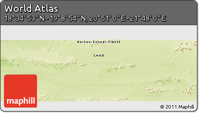Physical Panoramic Map of the Area around 18° 51' 53" N, 21° 19' 30" E