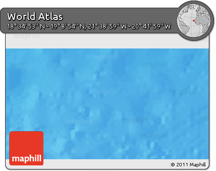 Shaded Relief 3D Map of the Area around 18° 51' 53" N, 21° 10' 29" W