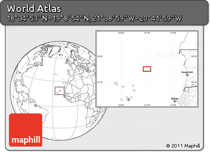 Blank Location Map of the Area around 18° 51' 53" N, 21° 10' 29" W