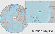 Gray Location Map of the area around 18° 51' 53" N, 21° 10' 29" W, hill shading