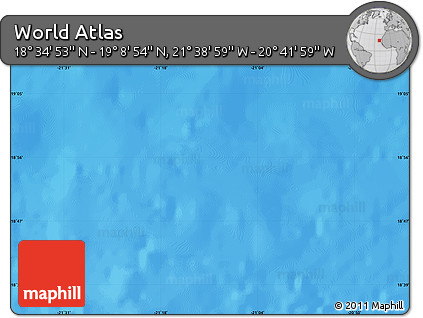 Physical Map of the Area around 18° 51' 53" N, 21° 10' 29" W