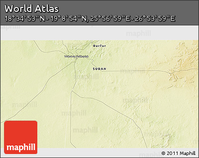 Physical 3D Map of the Area around 18° 51' 53" N, 26° 25' 29" E
