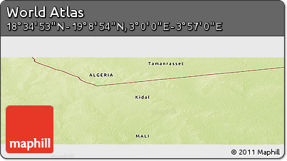 Physical Panoramic Map of the Area around 18° 51' 53" N, 3° 28' 30" E