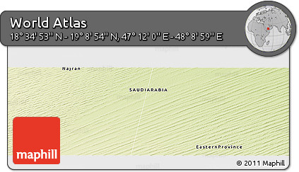 Physical Panoramic Map of the Area around 18° 51' 53" N, 47° 40' 29" E