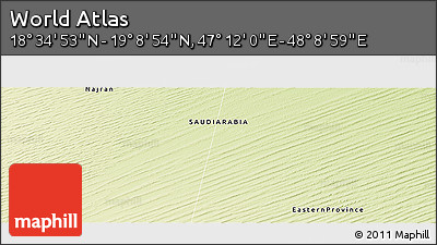 Physical Panoramic Map of the Area around 18° 51' 53" N, 47° 40' 29" E