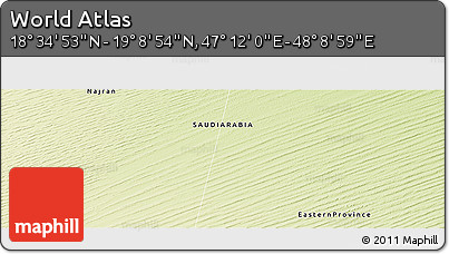 Physical Panoramic Map of the Area around 18° 51' 53" N, 47° 40' 29" E