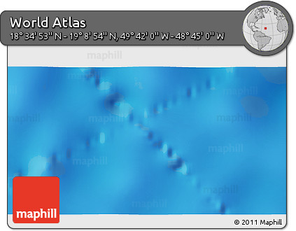 Shaded Relief 3D Map of the Area around 18° 51' 53" N, 49° 13' 30" W