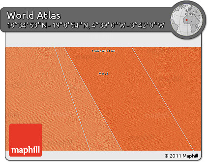 Political 3D Map of the Area around 18° 51' 53" N, 4° 10' 30" W