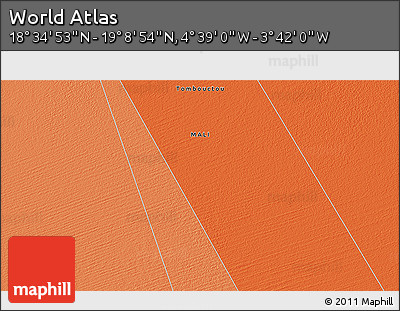 Political 3D Map of the Area around 18° 51' 53" N, 4° 10' 30" W